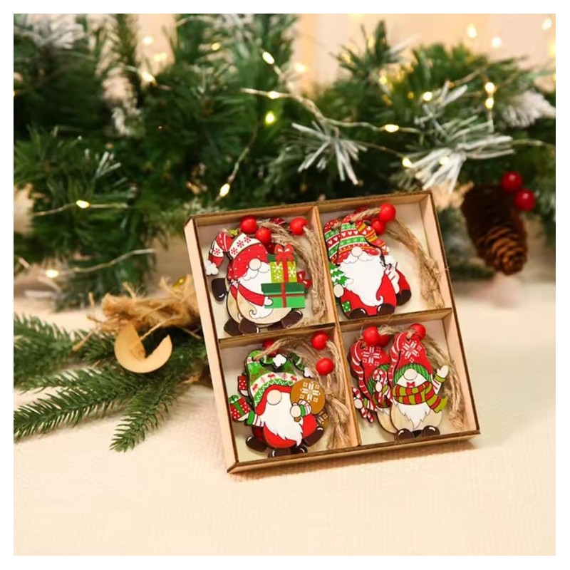 Zawieszki choinkowe KRASNALE drewniane 12szt w opakowaniu BSN77 - obrazek 2