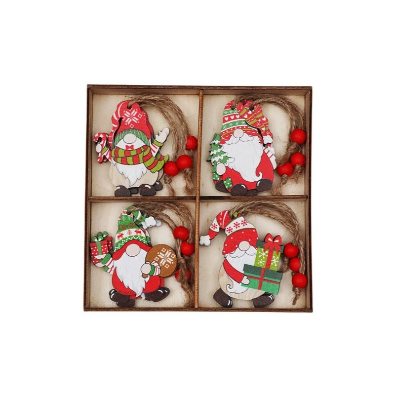 Zawieszki choinkowe KRASNALE drewniane 12szt w opakowaniu BSN77 - obrazek 4