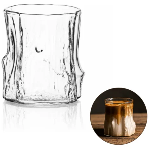 Szklanka 300ml Falowana, wzór drewna 1 szt do kawy, drinków, whiskey SZK208