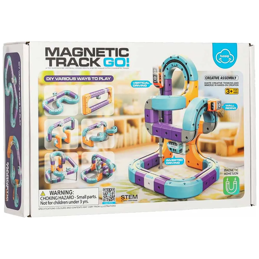 Magnetyczne klocki konstrukcyjne tor wyścigowy z autem 54 elementy - obrazek 14