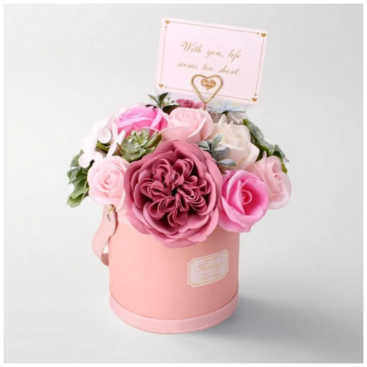 Flower box, bukiet zapachowych kwiatów mydlanych w pudełku 21х22cm - obrazek 3