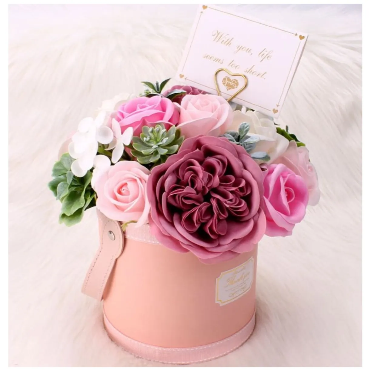 Flower box, bukiet zapachowych kwiatów mydlanych w pudełku 21х22cm - obrazek 5