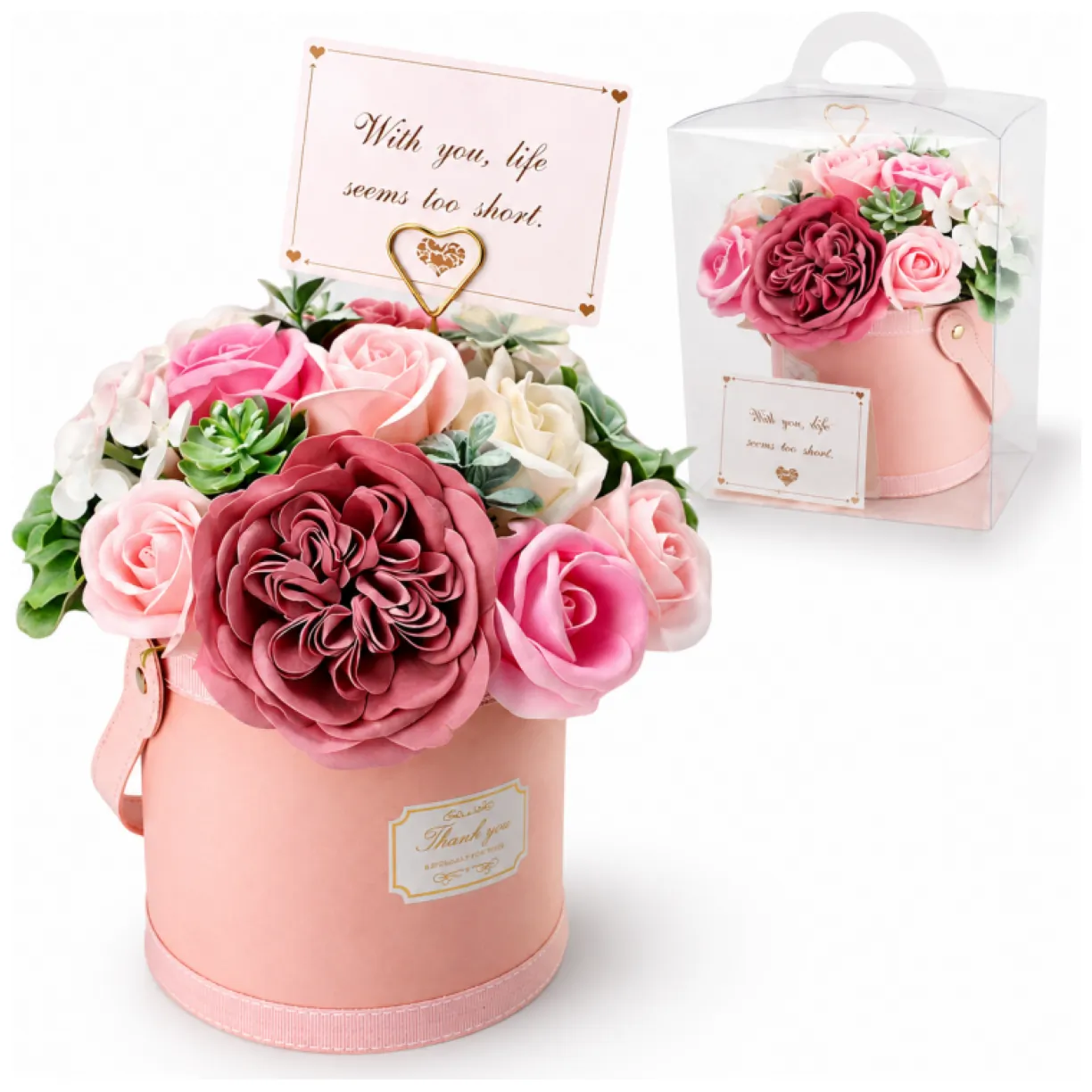 Flower box, bukiet zapachowych kwiatów mydlanych w pudełku 21х22cm - obrazek 7