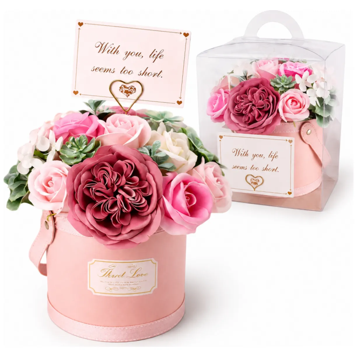 Flower box, bukiet zapachowych kwiatów mydlanych w pudełku 21х22cm