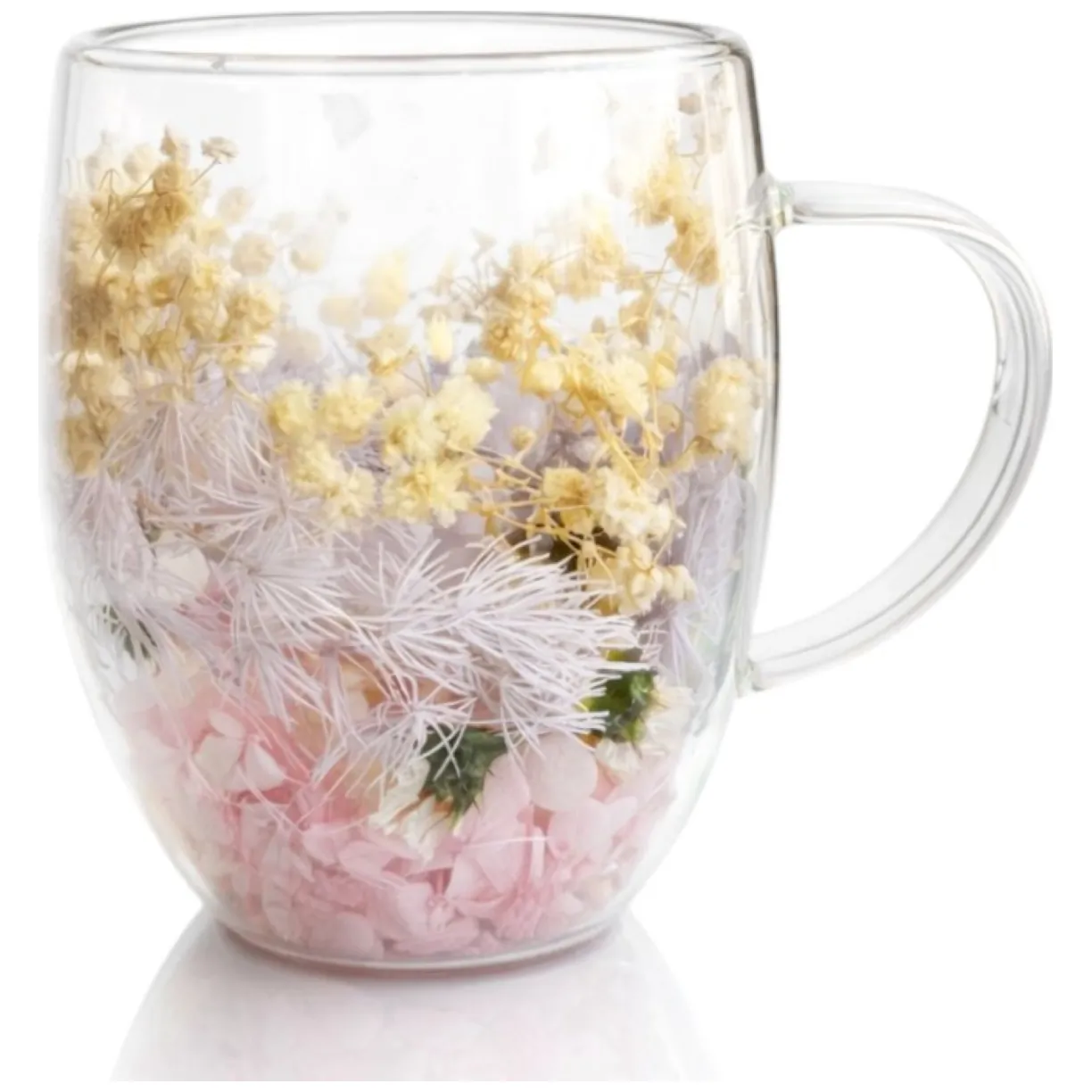 Szklanka termiczna z kwiatami w środku, gipsówka hortensje kolorowe 300 ml 1szt SZK207 - obrazek 3