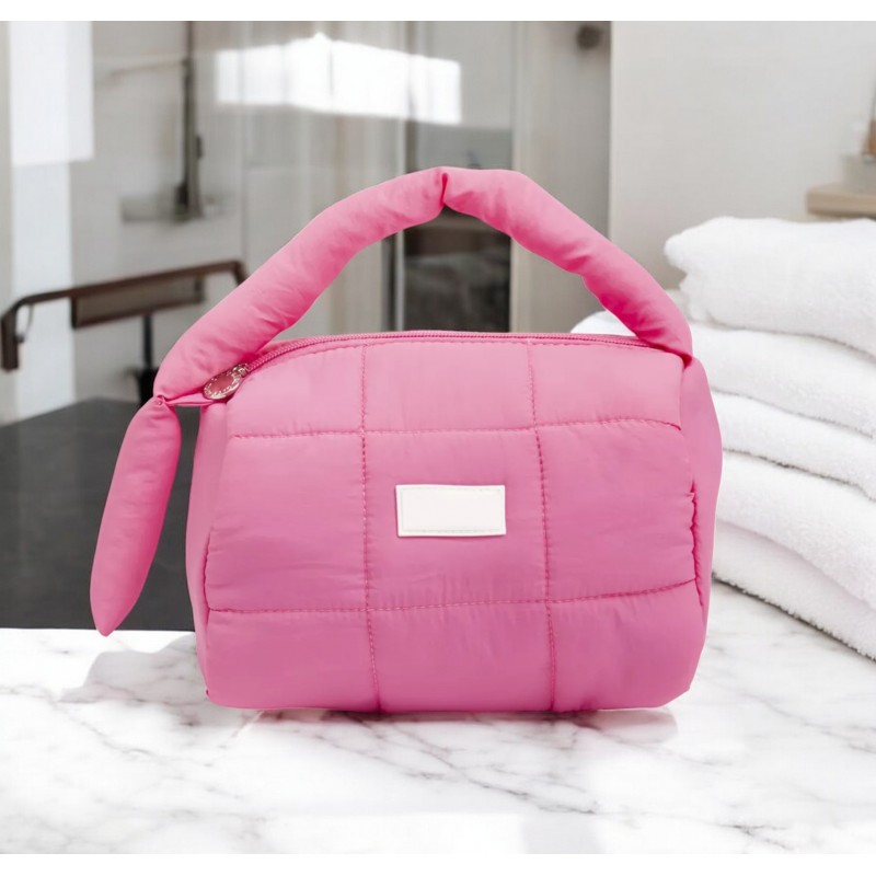 Kosmetyczka damska pikowana kuferek z rączką 18,5 x 12,5 x 13 cm KS140R - obrazek 2