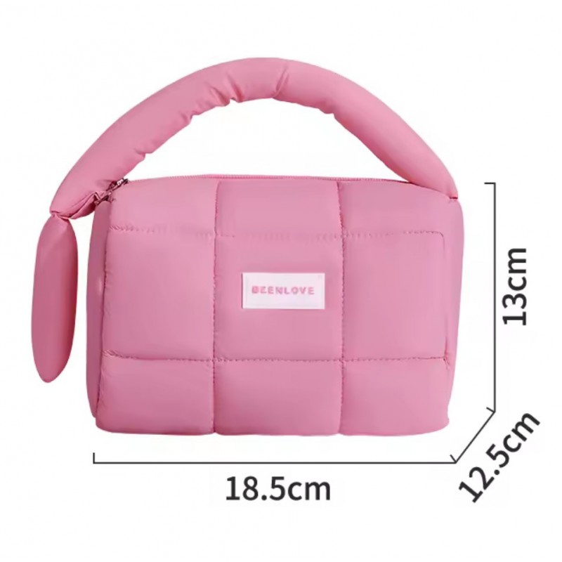 Kosmetyczka damska pikowana kuferek z rączką 18,5 x 12,5 x 13 cm KS140R - obrazek 5