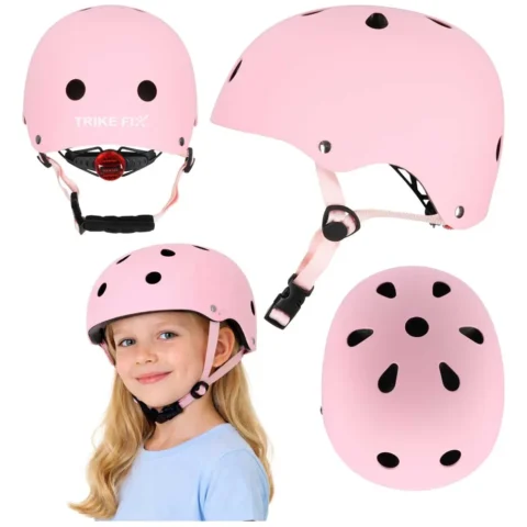 Kask rowerowy dla dziecka Trike Fix dziecięcy regulowany LED S 48-54cm różowy