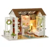 Domek dla lalek drewniany salon model do złożenia LED 8008-A 20