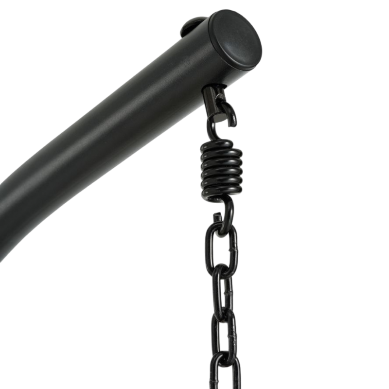 Fotel wiszący huśtawka, kokon składany szary z beżowymi poduszkami KR37SZ - obrazek 8