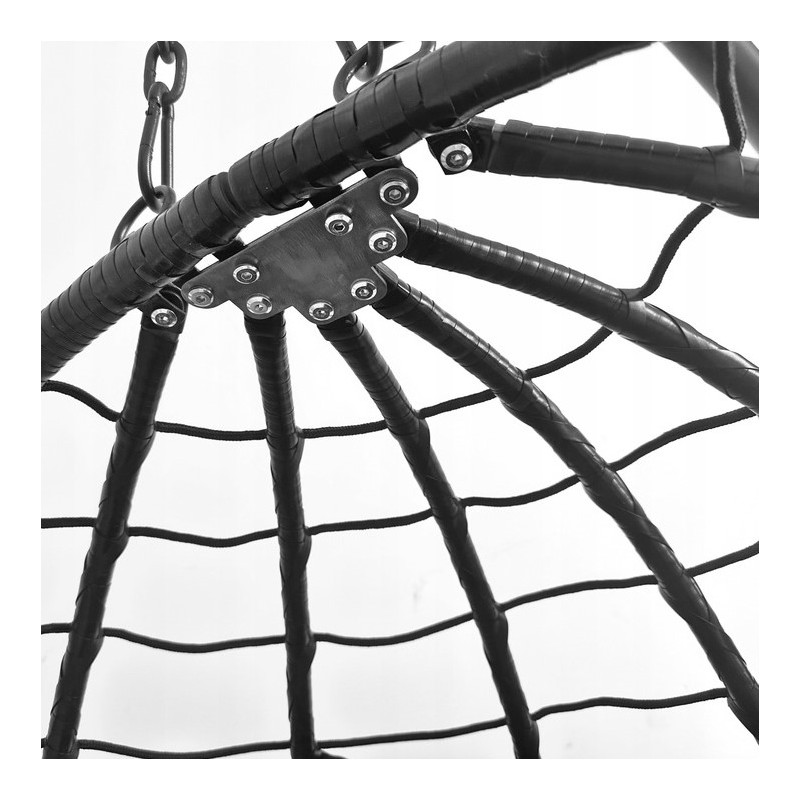 Fotel wiszący huśtawka, kokon składany szary z beżowymi poduszkami KR37SZ - obrazek 9