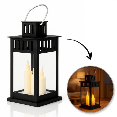 Lampion dekoracyjny LED z imitacją świecy 8 x 15 cm - LAMP57CZ