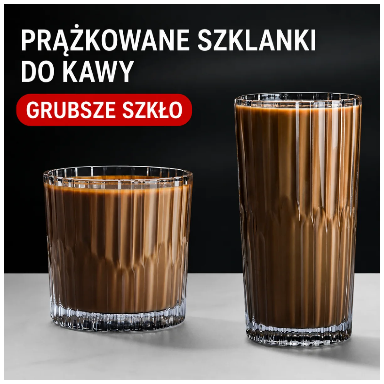 Zestaw 6 szklanek ryflowanych grube szkło 300 ml do kawy i whisky - obrazek 4