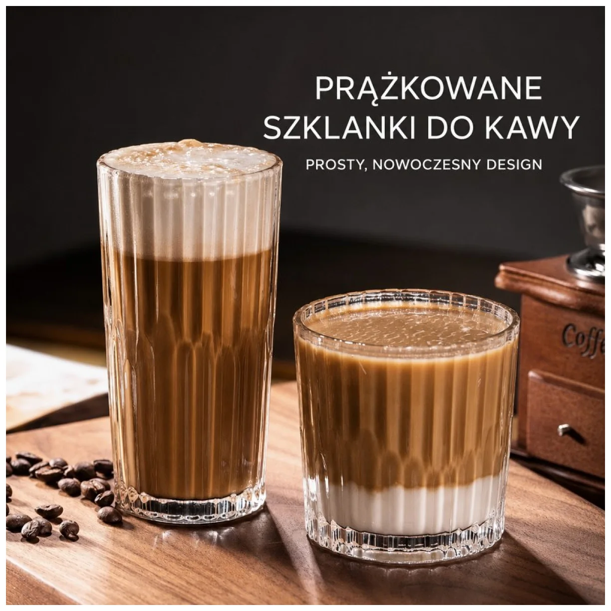 Zestaw 6 szklanek ryflowanych grube szkło 300 ml do kawy i whisky - obrazek 5
