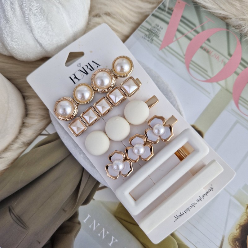 Zestaw 6 sztuk zdobionych Eleganckich Spinek do włosów SP256 - obrazek 2