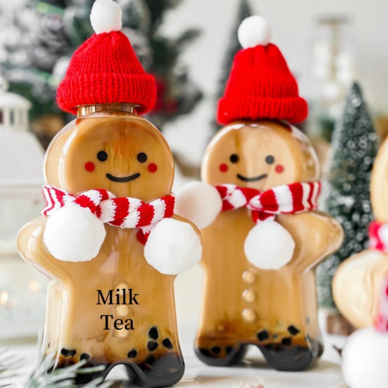 Butelka dekoracyjna 350ML kształt pierniczka z szalikiem i czapeczką 17cm BD37 - obrazek 3