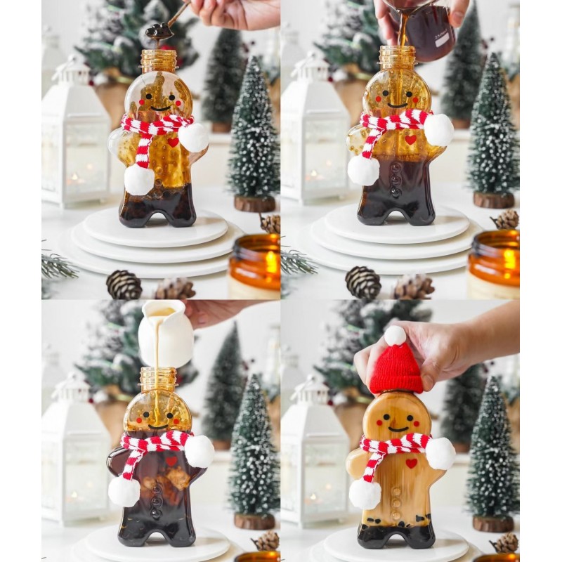 Butelka dekoracyjna 350ML kształt pierniczka z szalikiem i czapeczką 17cm BD37 - obrazek 6