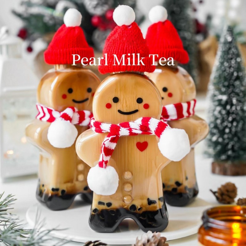 Butelka dekoracyjna 350ML kształt pierniczka z szalikiem i czapeczką 17cm BD37 - obrazek 8