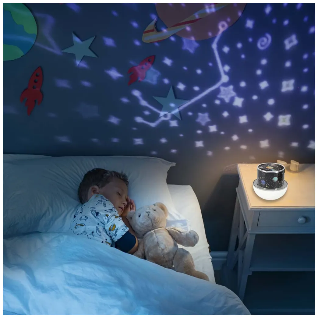 Lampka nocna LED USB projektor gwiazd obrotowa z 6 motywami i pilotem jelonek - obrazek 13