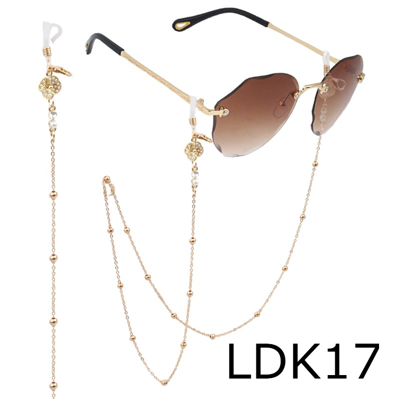 Łańcuszek do okularów cienki złoty kwiat cyrkonie 68cm LDK17 - obrazek 3