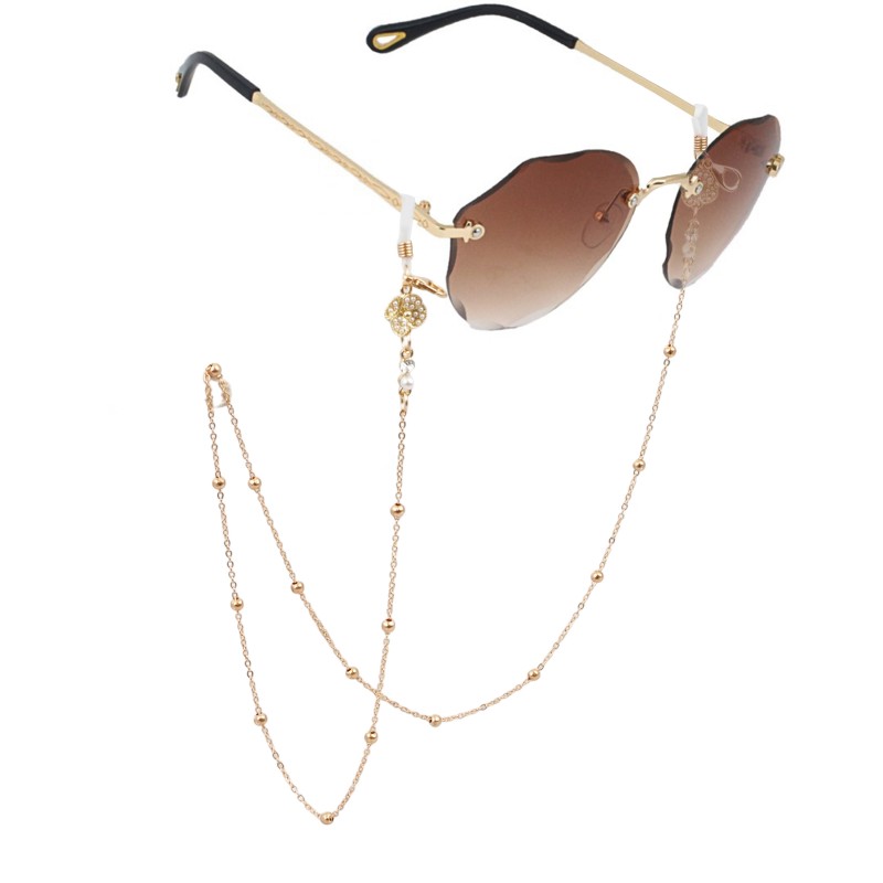 Łańcuszek do okularów cienki złoty kwiat cyrkonie 68cm LDK17 - obrazek 5