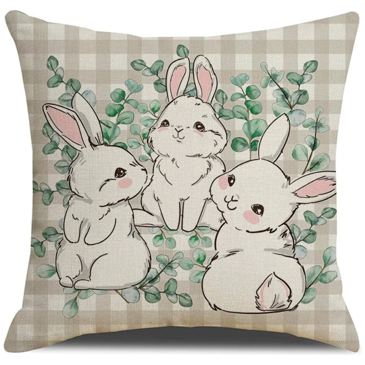 Lniana poszewka na poduszkę 45 x 45 cm motyw wiosenny KRÓLICZKI POD226 - obrazek 4