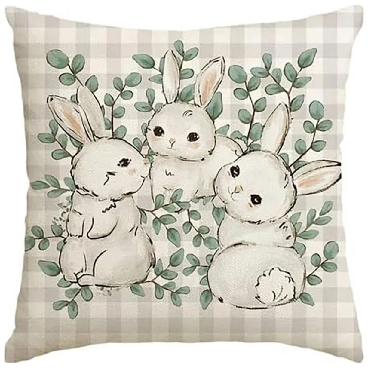 Lniana poszewka na poduszkę 45 x 45 cm motyw wiosenny KRÓLICZKI POD226