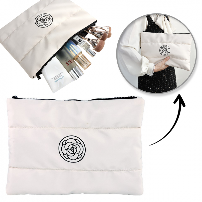 Kosmetyczka damska pikowana duża, wodoodporna biała 22 x 31cm KS144B