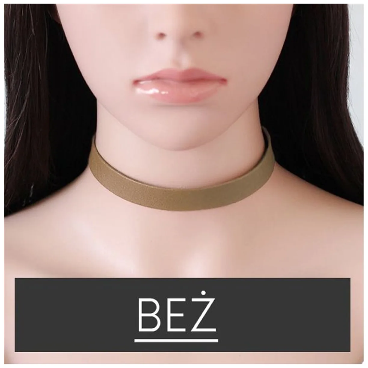NASZYJNIK CHOKER SKÓRZANY - BEZ - obrazek 3