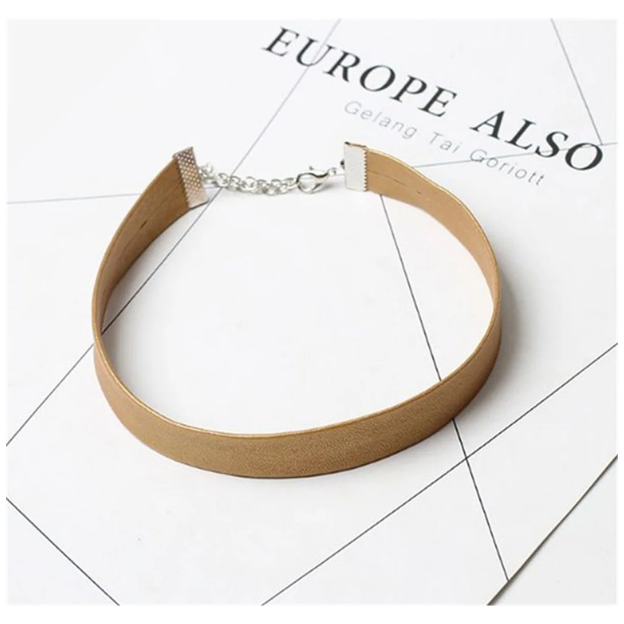 NASZYJNIK CHOKER SKÓRZANY - BEZ