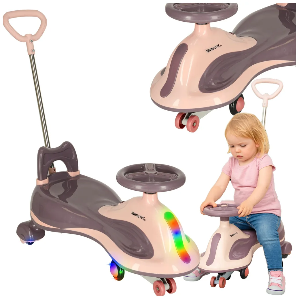 Jeździk grawitacyjny LED Swing FIX S2 skuter z rączką fioletowy max 100kg - obrazek 12