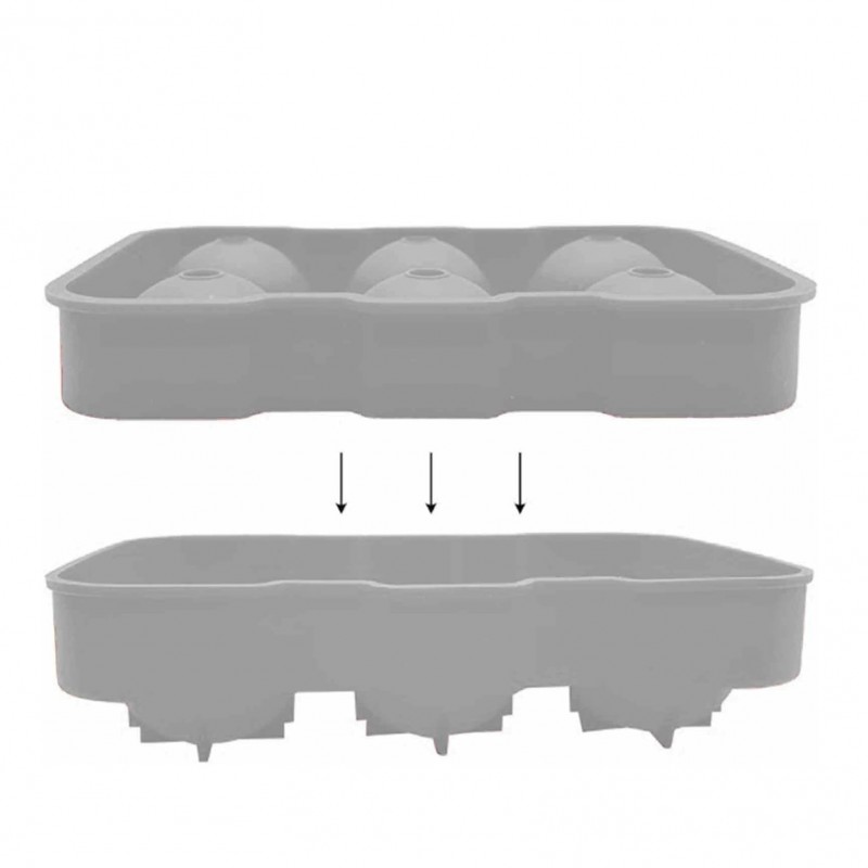 Foremki silikonowe do kostek lodów, na 6 dużych kulek lodu, szary FNL01 - obrazek 5