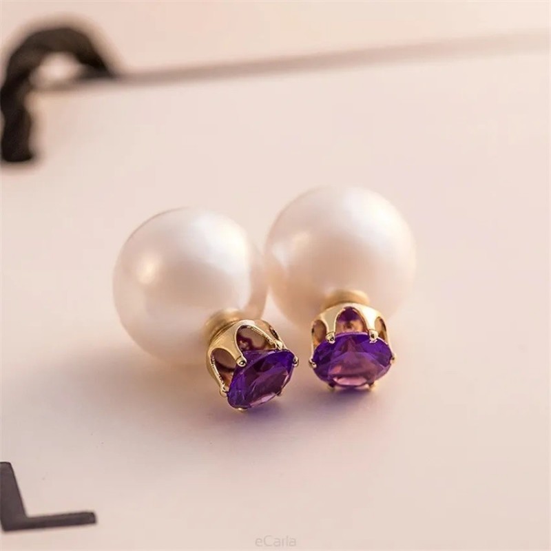 Kolczyki Kule Triball Perłowe z fioletowym Kryształem K70FIO - obrazek 2