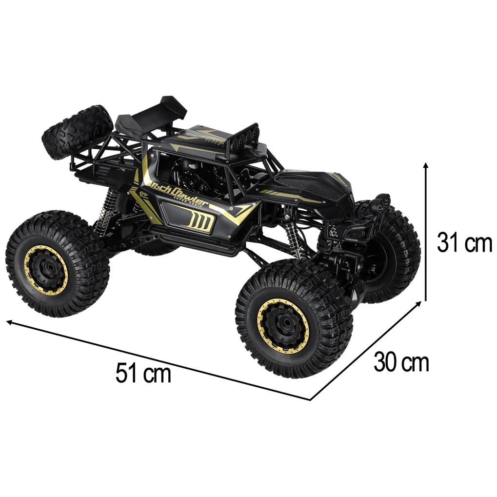 Duży zdalnie sterowany samochód terenowy Rock Crawler 1:8 metal czarny - obrazek 14