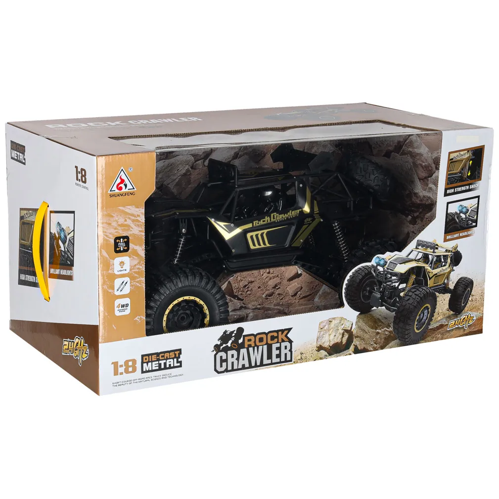 Duży zdalnie sterowany samochód terenowy Rock Crawler 1:8 metal czarny - obrazek 15