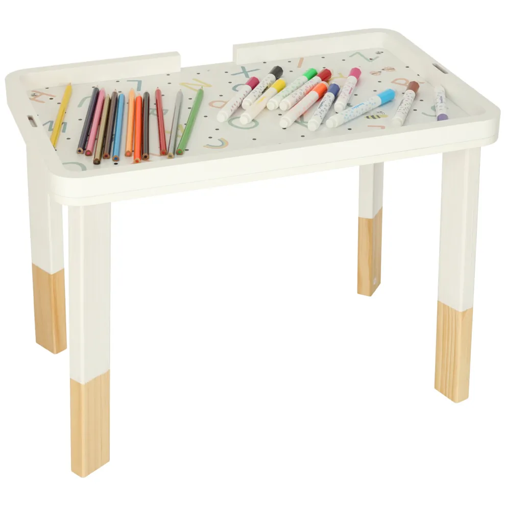 Drewniany stolik edukacyjny 2w1 miętowy - tablica manipulacyjna - obrazek 10