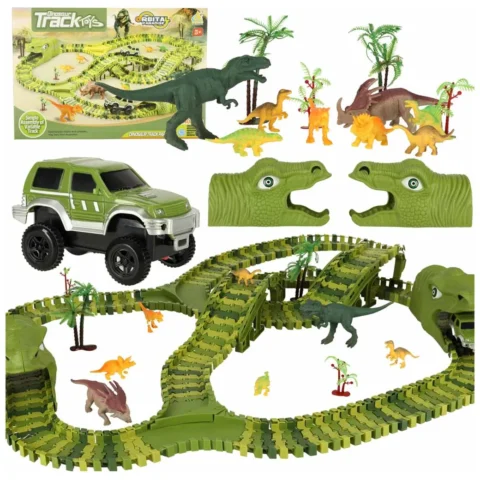 Tor wyścigowy dinozaury samochody XXL TRACK 240 elementów
