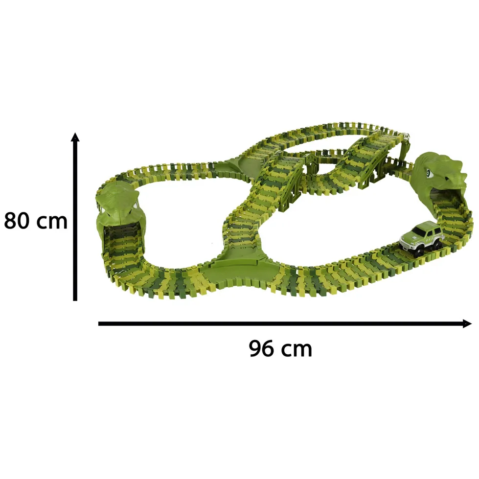 Duży tor wyścigowy dla dzieci z dinozaurami i autkiem 240 elementów - obrazek 10