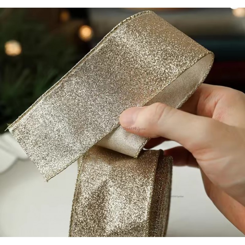 Taśma świąteczna na kokardy, wstążka na prezent Bożonarodzeniowa 5cm x 2m KSN137 - obrazek 3