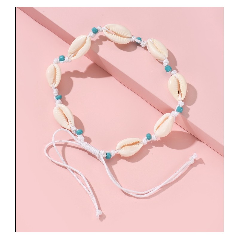 Bransoletka z muszelkami na stopę B537 - obrazek 3