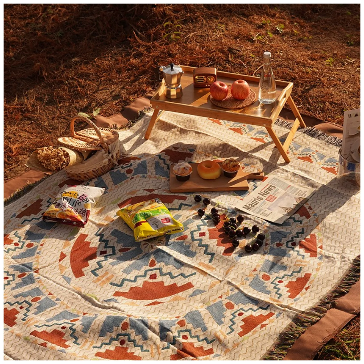Koc BOHO pleciony, narzuta dwustronny frędzle 130x180cm KOC15WZ3 - obrazek 4