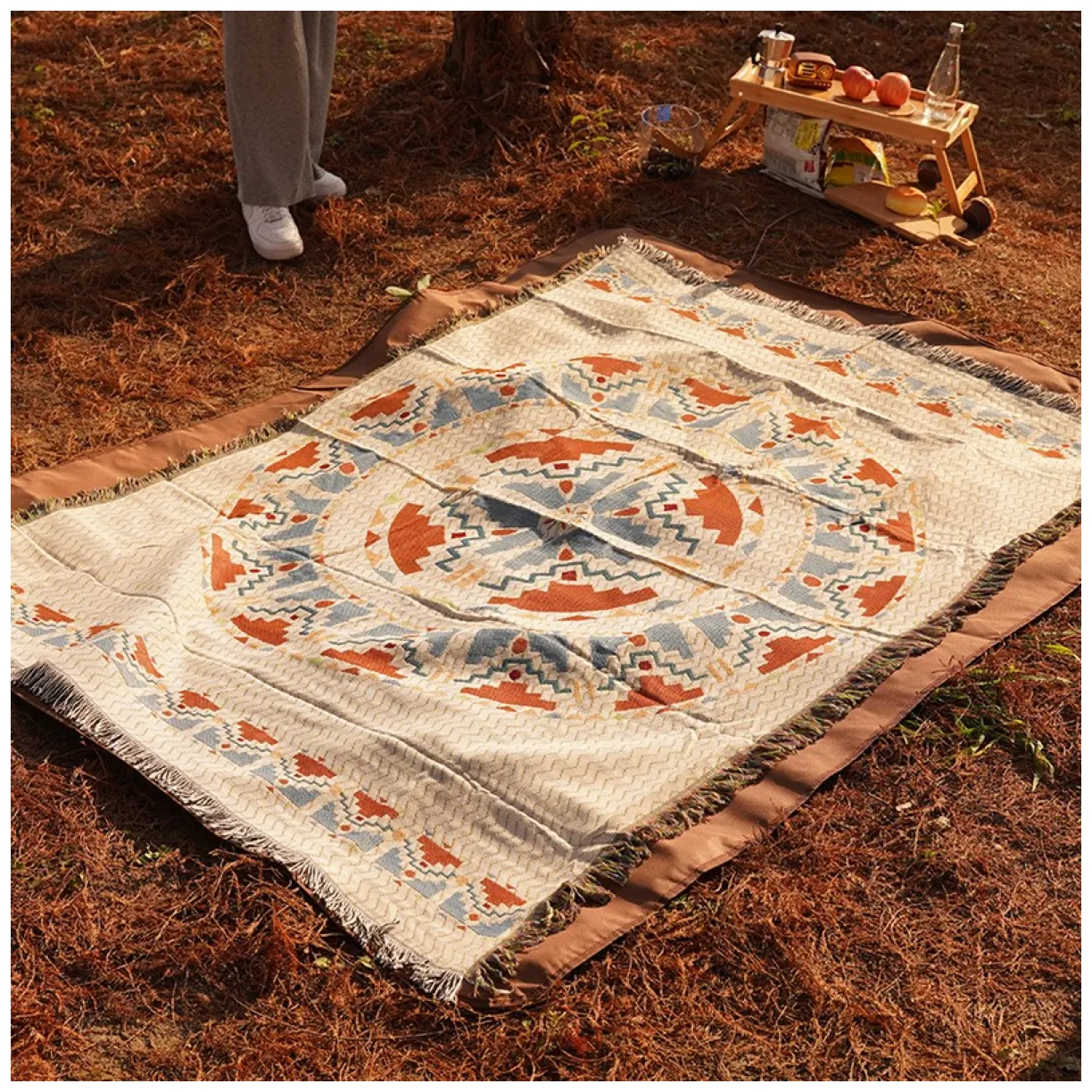 Koc BOHO pleciony, narzuta dwustronny frędzle 130x180cm KOC15WZ3 - obrazek 5