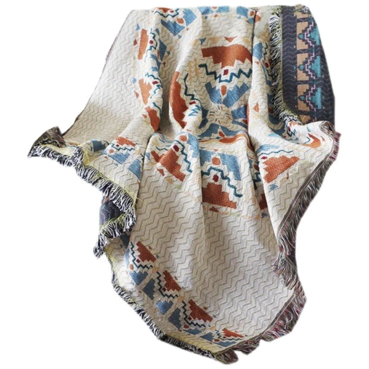 Koc BOHO pleciony, narzuta dwustronny frędzle 130x180cm KOC15WZ3 - obrazek 6