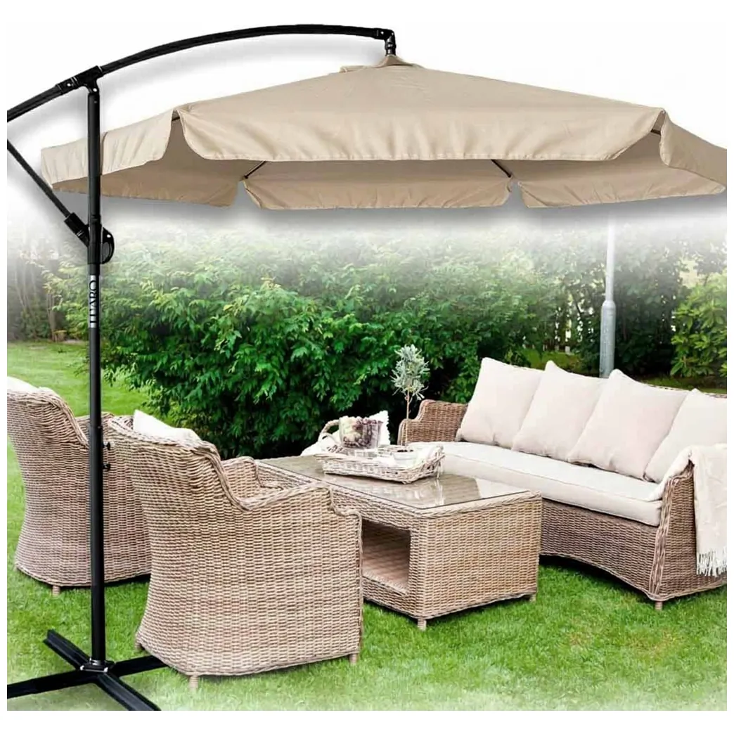 Parasol ogrodowy LUARO duży składany z wysięgnikiem 290cm beżowy - obrazek 8