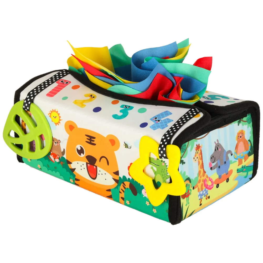 Sensoryczny sorter Montessori z chusteczkami i matą 2w1 dla niemowląt - obrazek 4