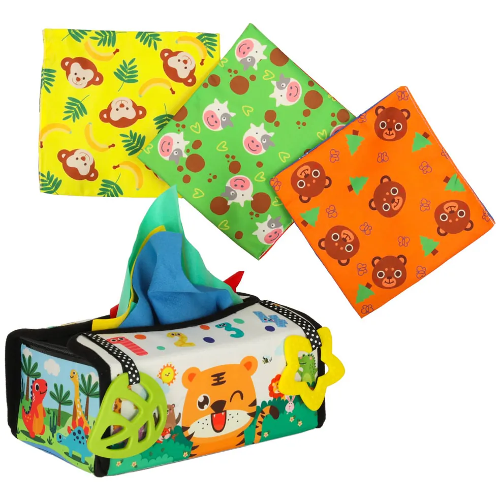 Sensoryczny sorter Montessori z chusteczkami i matą 2w1 dla niemowląt - obrazek 5