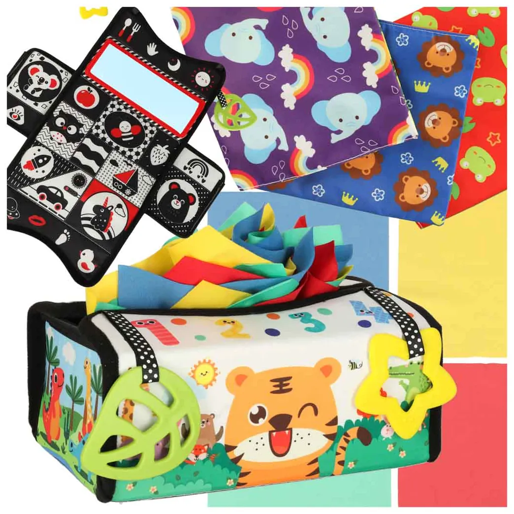Sorter pudełko z chusteczkami sensoryczne montessori mata 2w1