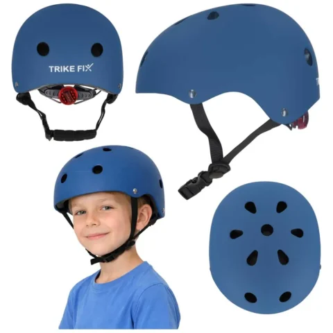 Kask rowerowy dla dziecka Trike Fix dziecięcy regulowany LED S 48-54cm granatowy