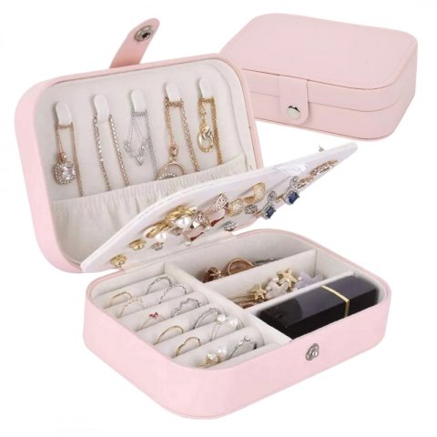 Szkatułka na biżuterię, etui, organizer, pudełko różowe PD160R