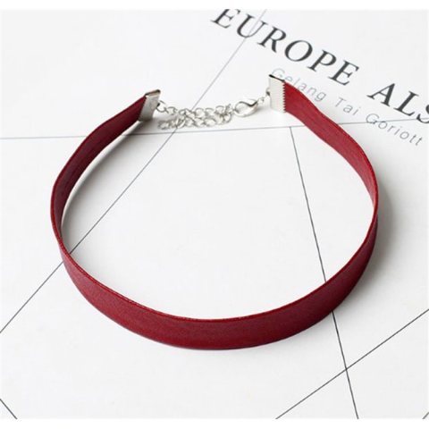 NASZYJNIK CHOKER SKÓRZANY - CZERWONY N480CZE